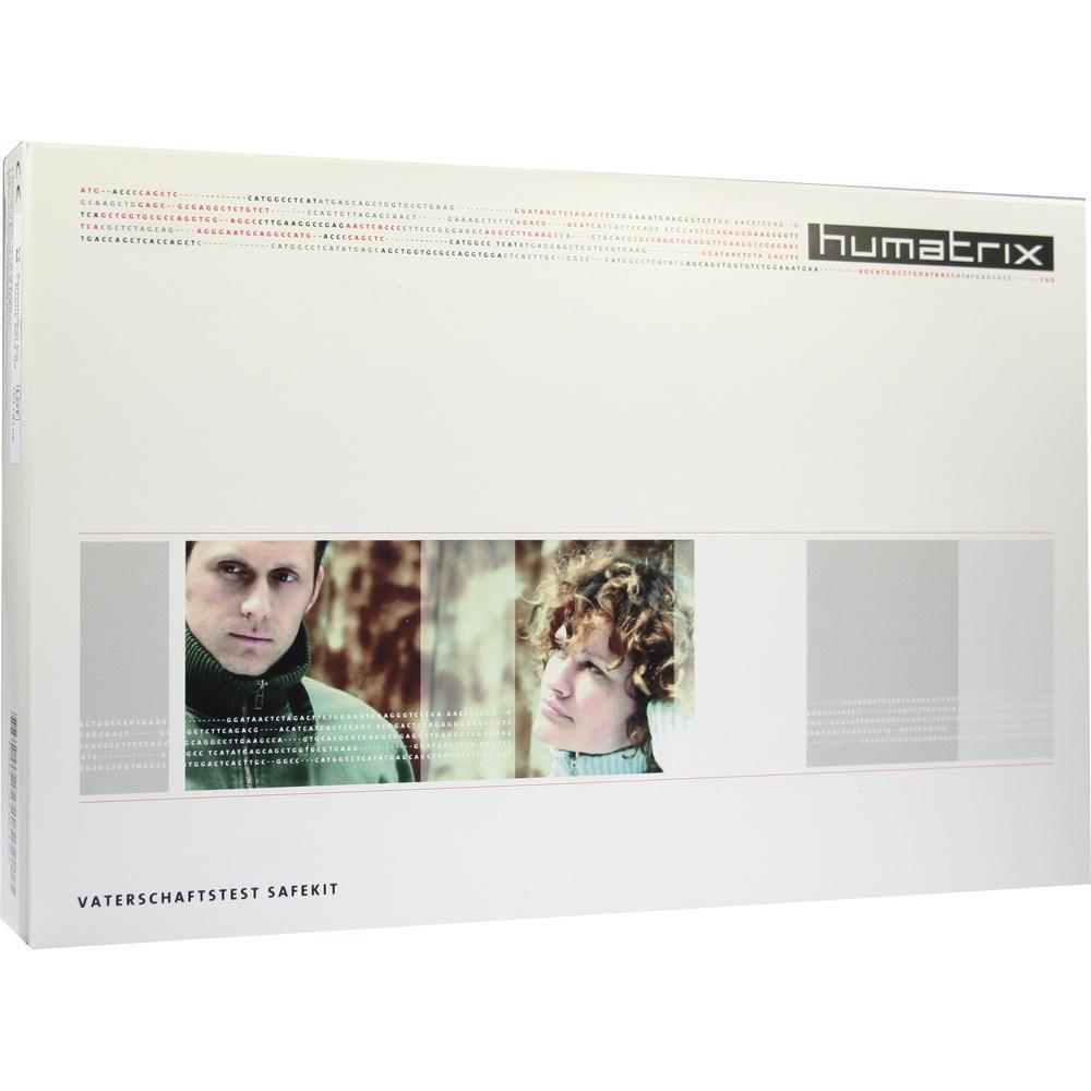 Eine Box mit der Aufschrift "Vaterschaftstest Safekit".
